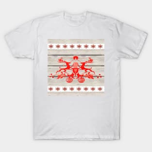 1980s rustic snowflakes boho primitive christmas nordic reindeer T-Shirt